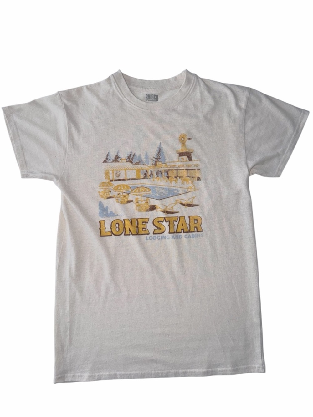 Brisco Lone Star Short Sleeve T Shirt Medium Khaki Beige Graphic Tee